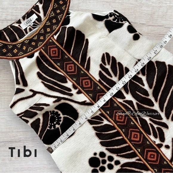 Tibi NWT rare beaded silk linen tropical leaf print mini-dress *shop@iamwarrior - Picture 10 of 14